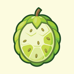 Cute Cartoon Half Sugar Apple or Sweetsop Fruit Vector Illustration