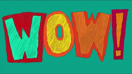 Colorful "wow!" animated sequence in seamless loop - Powered by Adobe