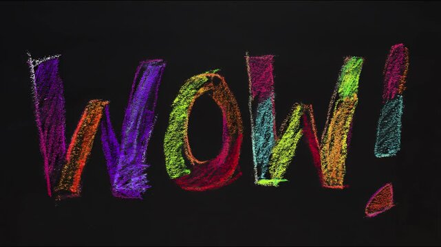 Vibrant animated wow text in colorful stopmotion loop