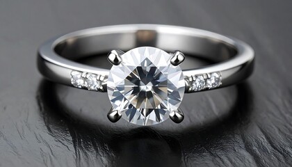 Diamond ring on dark surface