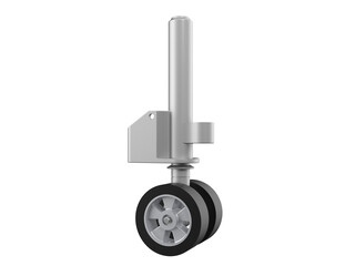 High-Resolution 3D Render of Cutting-edge Aircraft Landing Gear with Two Wheels on Transparent PNG Background - Essential Aviation Technology for Modern Transport and Engineering Design