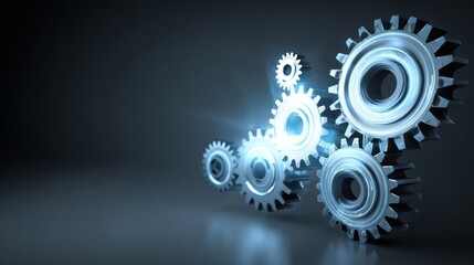 HighTech Gear Arrangement in a Dark Room, Ideal for CuttingEdge Campaigns and Innovative Projects Encourages Ingenuity and Progress.