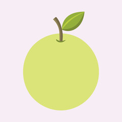 Simple illustration of a light green apple with stem and leaf
