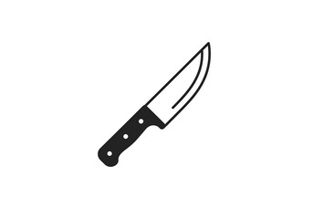 Fototapeta premium Minimalist kitchen knife icon for culinary designs or food preparation guides with simple black and white style
