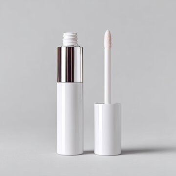 White cosmetic tube, applicator tip