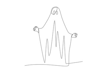 Ghost spirit. Ghost concept one-line drawing