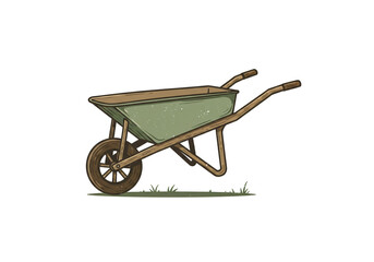 Rustic vintage wheelbarrow illustration, perfect for gardening or farming themed designs and creative projects