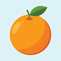 A vibrant and juicy orange with a single green leaf illustration
