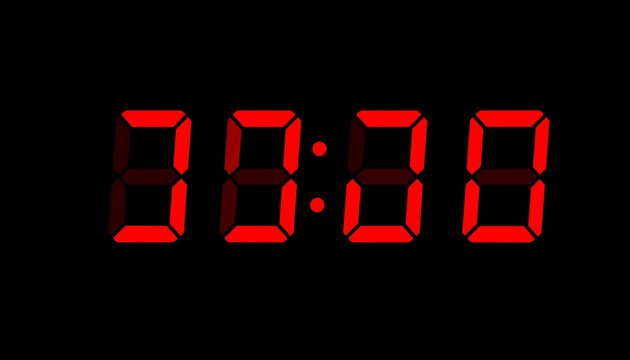 Red digital clock showing 2820