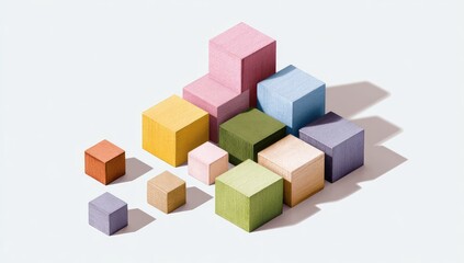 Obraz premium Pastel-colored, stacked, geometric blocks