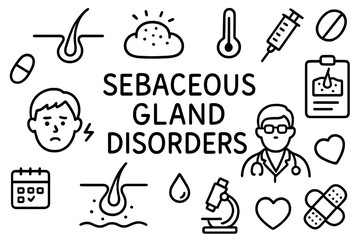 Sebaceous Glands Illustration. Hand-drawn doodle illustration sebaceous glands gland disorders sebaceous glands, swelling,