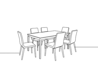 Elegant dining set with six chairs perfect for modern home staging or restaurant design mockups today