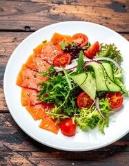 Fresh salmon salad on a plate (1)