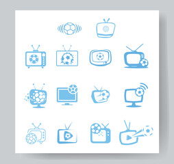 Football TV Logo Set – Soccer Broadcast, Sports Channel and Live Streaming Icons
