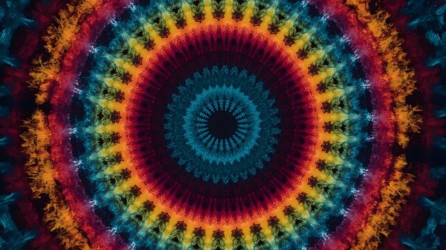 Vibrant Abstract Kaleidoscope Mandala Design - Psychedelic Art - Powered by Adobe