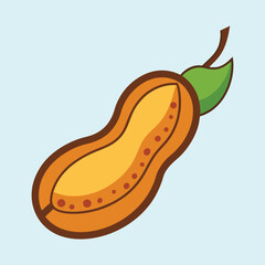 Illustration of a sliced papaya with seeds and a single green leaf