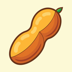 Cartoon drawing of a shelled peanut on a light yellow background