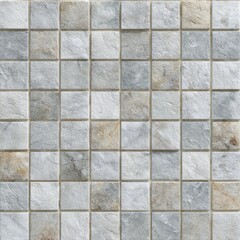 Mosaic of Square Stone Tiles in Grey and Beige Tones