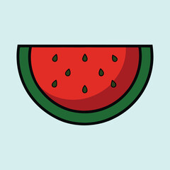 Cartoon slice of watermelon with seeds, a refreshing summer treat