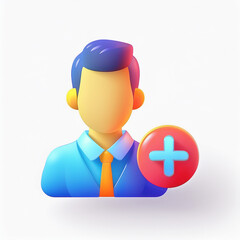 3d man with a red button