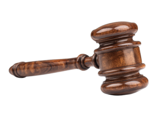 Wooden gavel angled, isolated on black