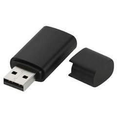 Black usb flash drive with detached cap