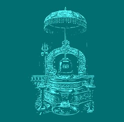 Hand drawing and outline illustrations of god Lord Shiva symbol Shivalinga