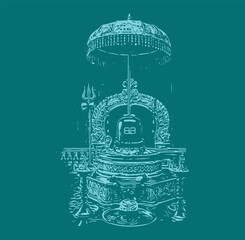 Hand drawing and outline illustrations of god Lord Shiva symbol Shivalinga