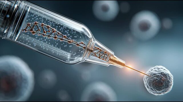 Microinjection system that edits DNA inside living cells, close-up.