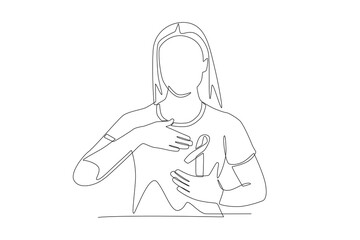 Breast cancer day concept one-line drawing