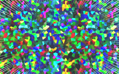 カラフルなホログラム背景　集中線付き