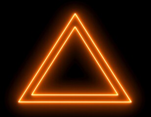 Neon orange triangle frame on black background
