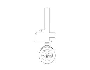 Aircraft Landing Gear Technical Drawing Wireframe - Simple Line Art Vector Illustration for Aviation, Aerospace Engineering, Industrial Design, and Mechanical Component Blueprints