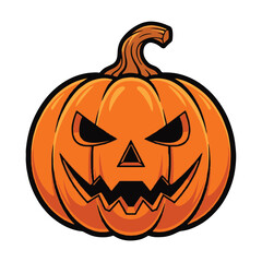 Scary jack o lantern pumpkin for halloween isolated on white background