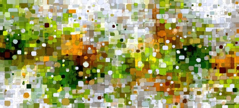 Abstract mosaic design with vibrant colors and shapes