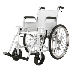 Fototapeta premium White wheelchair with metal frame and large wheels
