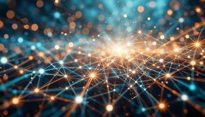 Fototapeta premium Abstract Cyberspace Background with Glowing Wireframe