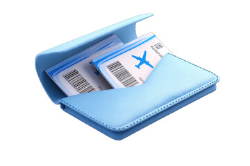 Light-blue leatherette travel ticket holder