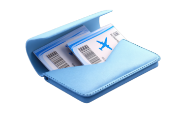 Light-blue leatherette travel ticket holder