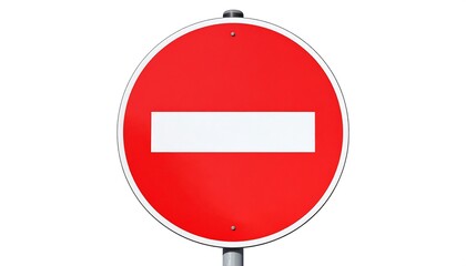 A red circular sign with a white bar across the center, signifying prohibition