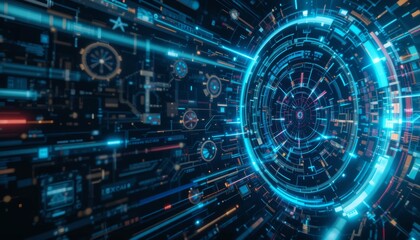 Abstract Technology Background with Virtual Dashboard