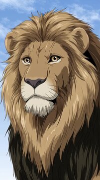 Anime style lion - big cat mammal