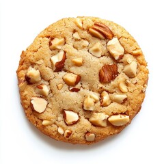 Top view crunchy almond cookie isolated iwhite background