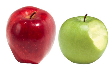 ripe tasty green apple with leaf isolated on white  Green apple Vibrant red apple with a fresh green leaf showcases healthy eating and natural beauty