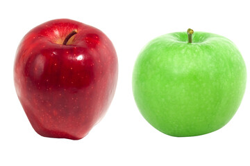 ripe tasty green apple with leaf isolated on white  Green apple Vibrant red apple with a fresh green leaf showcases healthy eating and natural beauty