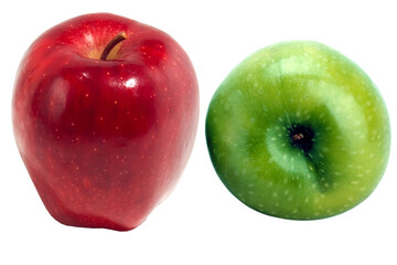ripe tasty green apple with leaf isolated on white  Green apple Vibrant red apple with a fresh green leaf showcases healthy eating and natural beauty