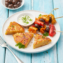 Potato tortilla with bell pepper