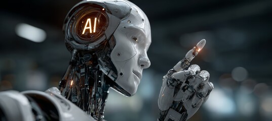 Fototapeta premium AI artificial intelligence robot brain. Generative AI technology.