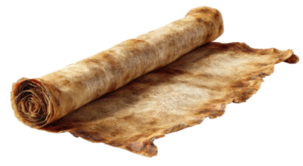 Rolled-up, tan-brown parchment