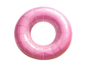 A geometric pink torus divided into clear segments, accented with white highlights, d 608658